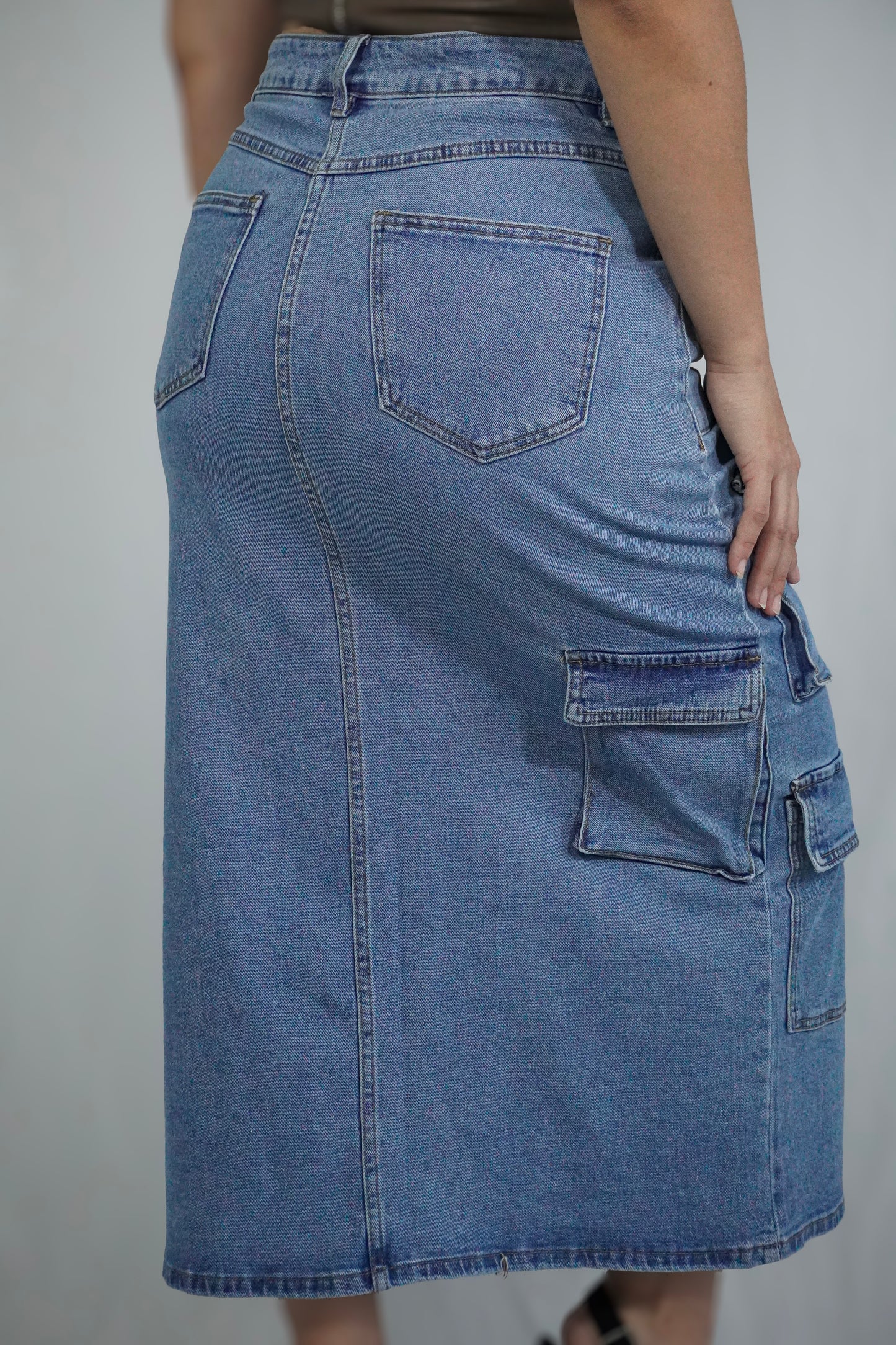 Trendy Denim Cargo Skirt